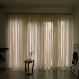 Simple And Modern Balcony Solid Color Gauze Curtain (Option: Beige-2.5x2.7Hook)