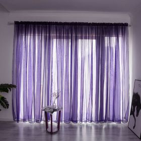 Simple And Modern Balcony Solid Color Gauze Curtain (Option: Grape purple-3x2.7Hook)